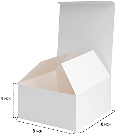Pacote de 12 Pacote Branco Caixa de presente, 8 x 8 x4 polegadas, caixa de presente para presentes, caixas de presente