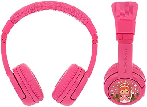 Onanoff Buddyphones Play+, fones de ouvido sem fio Bluetooth Limiting Kids-fones de ouvido, duração da bateria de