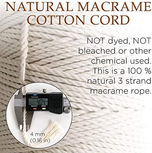 MB Cordas Macrame Cord 4 mm * 284 yd - 3ply Cotton Cord