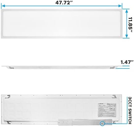 LUZRITE DE LUXRITE 1X4 FT LUZES DE PAINEL DE LED LED, 40W, 3 cor selecionáveis ​​3500K-5000K, 4400 lúmens, luzes de teto de queda embutidas, 0-10V Dimmable, 120-277V, equipamento de lâmina, classificação IC, ETL com classificação úmida, DLC