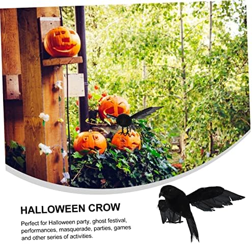 ABAODAM 1PC SIMULAÇÃO CROW PARA Cuartos decoração de decoração de desktop Black Crow estátuas de halloween corvo