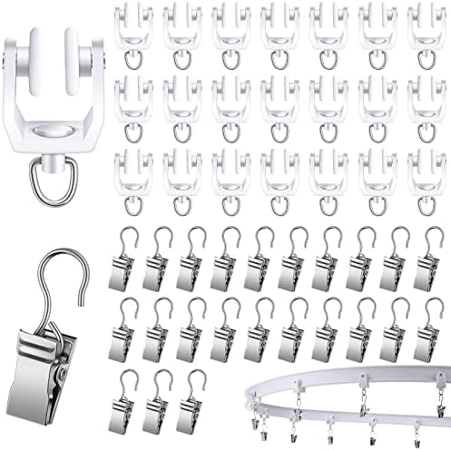 60 peças rolos de cortina Ganchos de cortina teto de trilho de cortina planadores define portador de cortina com rodas plásticas com ganchos de planador de aço para cortinas Decoração de chuveiro