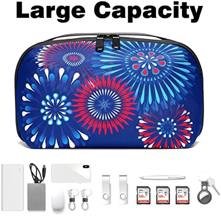 Organizador eletrônico Small Travel Cable Organizer Bag para discos rígidos, cabos, carregador, USB, cartão SD, Dia da Independência