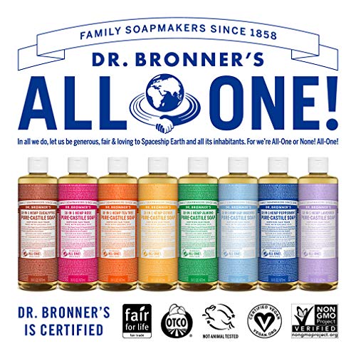 Dr. Bronner-Sabão líquido puro-cáteis-feito com óleos orgânicos, 18 em 1 Usos: rosto, cabelo, lavanderia e pratos, para