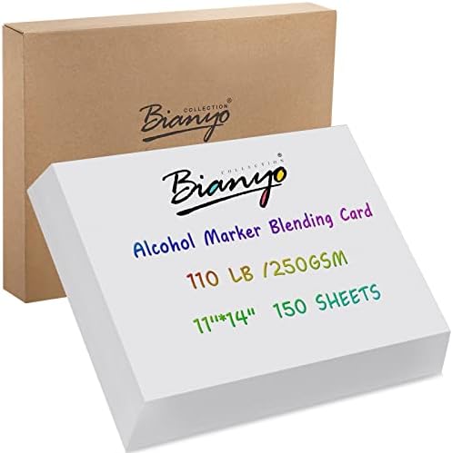 Bianyo Alcohol Marker Mistura Papel do cartão, 150 folhas, 11 x 14 polegadas, 110 lb/ 250 gsm, papel pesado, perfeito para