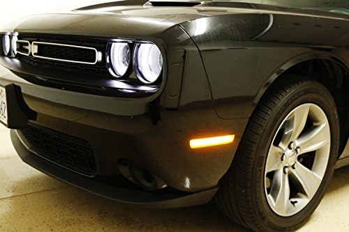 ijdmtoy fumou lente âmbar/vermelho Kit de luz lateral de LED completo compatível com 2015-22 Dodge Challenger, alimentado pelo