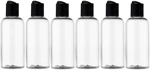 ljdeals 4 oz de plástico transparente garrafas vazias com tampas de disco preto, recipientes cosméticos recarregáveis ​​para shampoo,