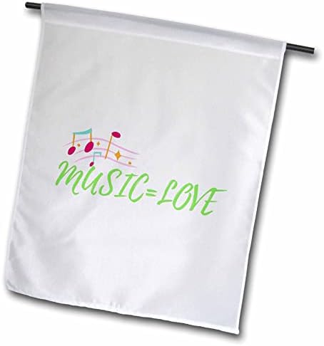 Imagem 3drose das palavras Música é igual a amor com notas de música - Flags