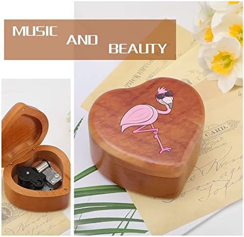 Óculos de sol fofos flamingo vintage cockwork caixa musical box em forma de coração presente para amigos para amigos de família