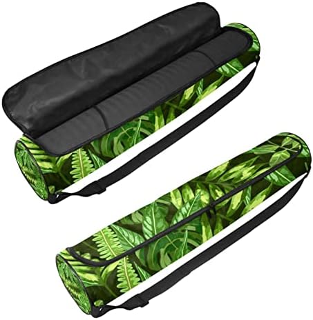 Bolsa de tapete de ioga ratgdn, folhas de maconha folhas de palmeira exercício transportador de tapete de tape