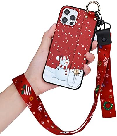 Pnakqil Natal Caso de cordão para Samsung Galaxy S21 6.2 com alça de mão e kickstand, faixa de pulseira de choque ajustável com capa de proteção à prova de choque de cordão de design de design de design, boneco de neve, boneco de neve, boneco de neve