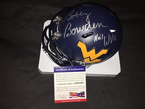 Bobby Bowden assinou a Universidade Oficial da Virgínia Ocidental Mini capacete PSA/DNA - Mini capacetes da faculdade
