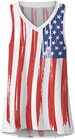 4 de julho Tampo de tanques para mulheres sem mangas contra camiseta americana bandeira americana listras tie-dye patriótico tshirts