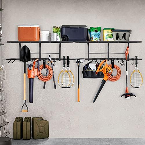 Uyoyous Garden Tool Organizador de garagem pesada Armazenamento de garagem Rack de montagem de parede 47,2 polegadas Sistema de