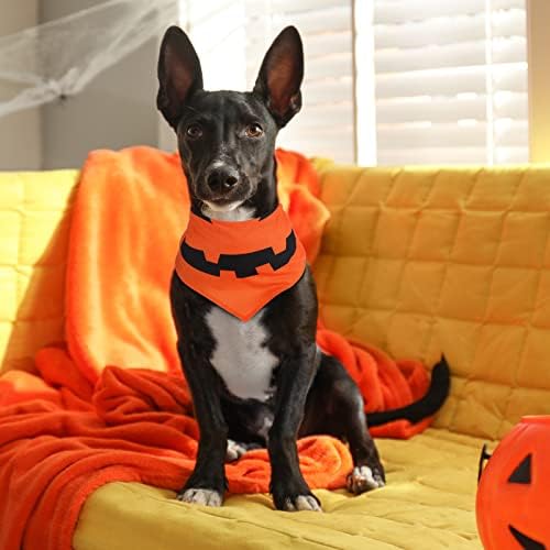 6 PCs Halloween Dog Bandana Pumpkin Face Triangle Lenfs Bibs para Dogs Orange Halloween Bandana para cães Acessórios para cachorrinhos para cachorros Decoração