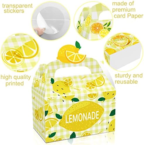 Lemon Party Favor Boxes Caixas de tratamento de limão 12 pcs Lemon Birthday Party Boxes Gift Boxes Lemon Gable Caixas Decorações