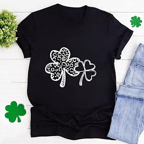 Camisetas de St Patrick T para meninas adolescentes de verão de manga curta Tops gráficos de trevo de trevo casual irlandês cool