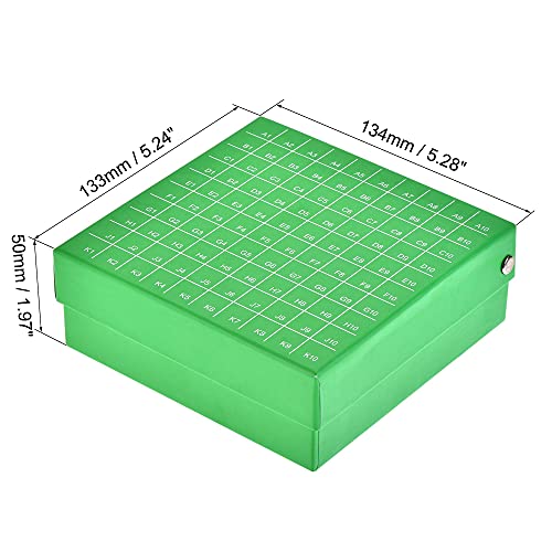 UXCELL CENTRIFUGE TUBE Caixa de armazenamento de congelador de 100 poços de papelão à prova d'água Green para 1,5/1.8/2ml