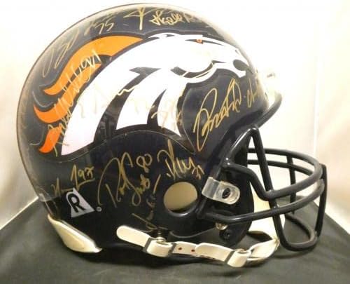 Denver Broncos 1998-99 Time de Campeões Superbowl assinou capacete em tamanho grande - capacetes da NFL autografados