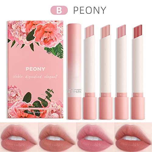 Sweetshion Velvet Mist Lipstick Conjunto Womens Color Non Stick Copo Nude Lip Lip Gloss, Kit de batom de capa de cigarro rosa