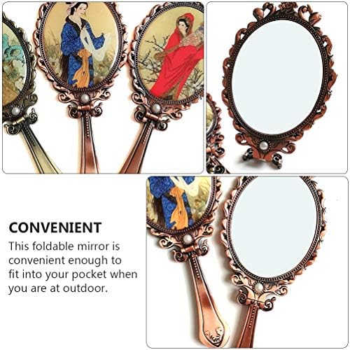 Solustre 1pc Retro Minflor Elegante Espelho de bolso Espelho de maquiagem espelho portátil espelho cosmético portátil