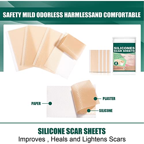 Lençóis de cicatriz, 4 PCs Cobrir adesivo, adesivo Ultra Fin Finable Confortable Scration Screbing, Scar Scar Ocheing Tape Scarp