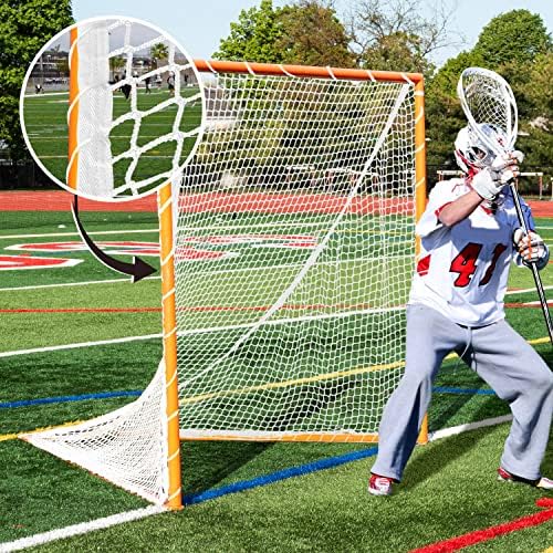 Velocity Pesout Duty White Lacrosse Net - Cits de 6'x6'x7 '' - Poliéster de alta resistência resistente à prova de