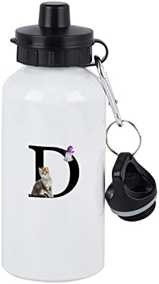Monograma inicial de Yelolyio Otleiro de gato de garrafa de água de gato de gato letra u jarro de água U, perfeito para academia, caminhada, acampamento, esportes ao ar livre, garrafa portátil de dois tops, 20 oz