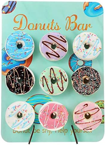 Mokylor 2 pacote Donut Display Wall Stand, reutilizável 9 Peg Donut Board Donut Display Wall Stand Wood para Donut Bolo Casamento de Natal Aniversário de Baby Charfocas Decorações de festa Presentes