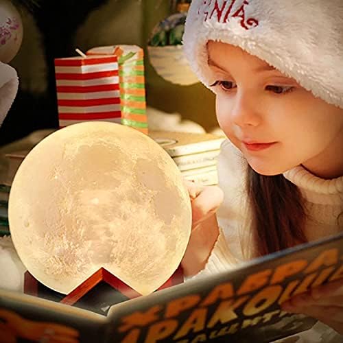 Lâmpada de lua, Welkey ​​mais impressão 3D LED Night Light Light Light com Stand & Remote Control, 5,9 polegadas 16