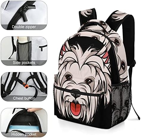 Dog West Highland White Terrier Face Laptop Mochila 15,6 polegadas Saco de ombro ajustável Viaje de mochila para o trabalho