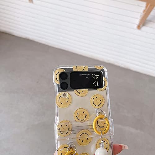 Pintura a óleo Smile Smile Flower Design Case Compatível com Samsung Galaxy Z Flip 4 5g Capa de telefone para mulheres Moda