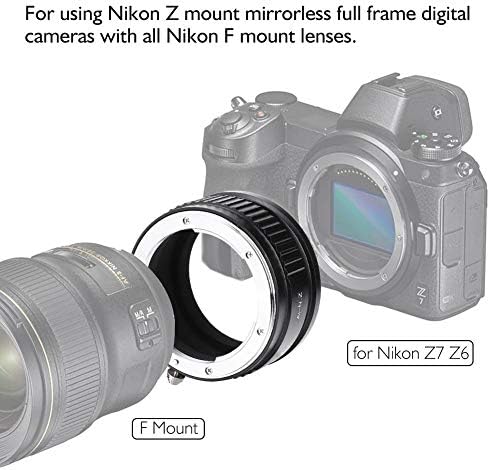 Adaptador de lentes Câmera Z Adaptador Fabuloso Adaptador Suportando ampliação crescente, Trabalhando Dista Controle manualmente o diafragma da lente para Nikon F Lens para Nikon Z Mount Camera Full Mirrorless Z6 Z7