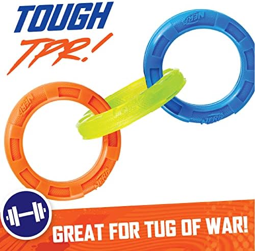 Nerf Dog Rubber Trug Tug Tug Trug Toy, leve, durável e resistente à água, 10,5 polegadas, para raças médias/grandes, unidade única,