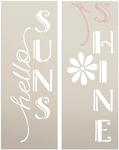 Hello Sunshine alpendre alto estêncil com flor por studior12 | Decoração de casa de primavera ao ar livre DIY | Artesanato de