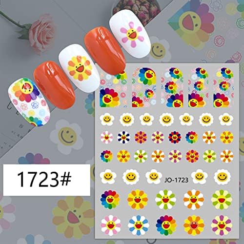 12 folhas Daisy Gunflower Smile Smile Unhas Starters de unhas Auto-adesivo Decal