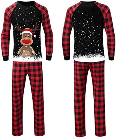 Pijama de Natal para a Família 2022, Natal de manga longa Elk rena Tops Calças Casual Nightmare antes do Natal