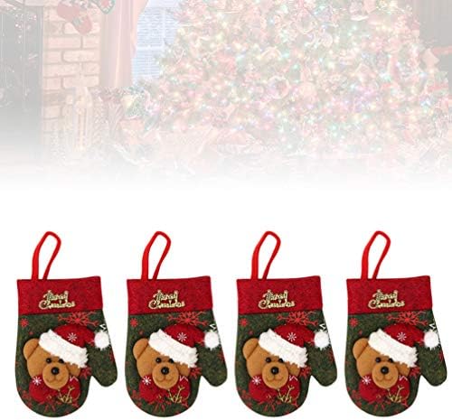 Doitool 4 PCs Bolsas de talheres de Natal Mini meias de Natal Luvas Urso Tabela de tabela Tabela Titulares de talheres de natal Decoração de mesa de natal