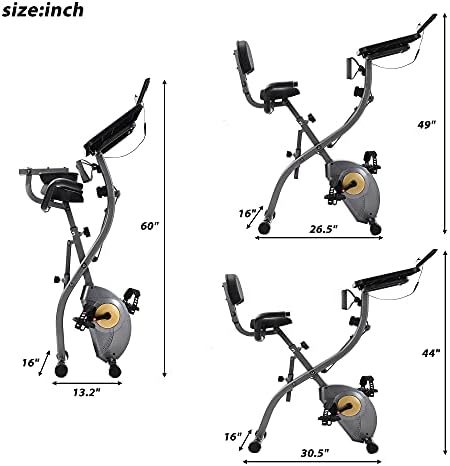 Bicicleta de bicicleta de exercício vertical dobrável estacionária 8 níveis resistência magnética ajustável com faixas de