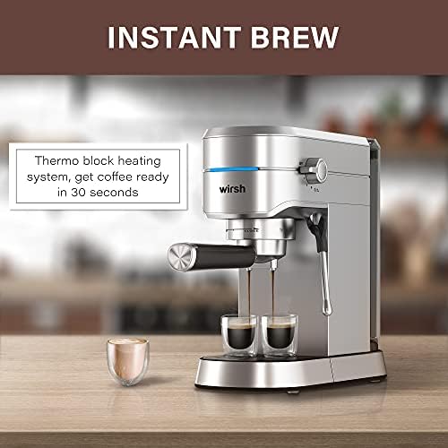 Máquina de Espresso de Wirsh, fabricante de café expresso de 15 bar com vapor comercial para café com leite e cappuccino,