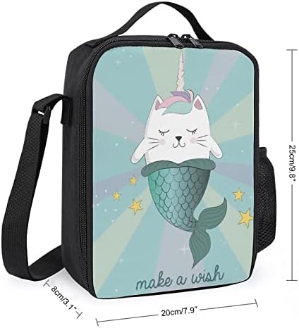 Lunch Bag Bag Cat e Unicorn e Sereia Caixa Cooler Caixa Isolada Almoço Recipiente de Almoço