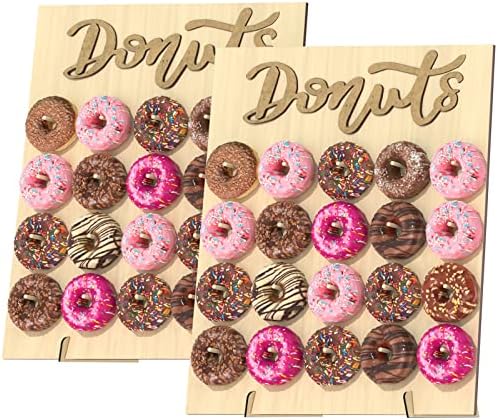Suporte de parede de donut apoimna, 2 pacote de buffet de donut buffet de donut titular da placa de donut para crescer festa, casamento, decorações de chá de bebê, se encaixa em 20 donuts