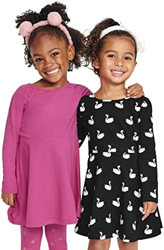 The Children's Place 2 Pack Baby Toddler Girls Manga Longa Vestidos de Skatista de Moda 2