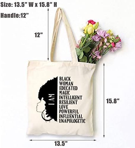 Tsiiuo feminina i'm Black Woman Educated Magic Canvas Bag