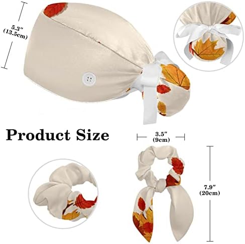 Prinha de folha Banta de trabalho retrô com botões ， tampa de esfoliação cirúrgica ajustável com cabelo arco -arco macio