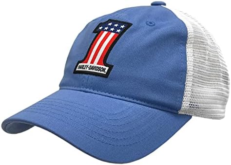 LOGO Nº 1 RWB HARLEY-DAVIDSON RWB Snapback Colorblocked Mesh Trucker Hat Blue Blue