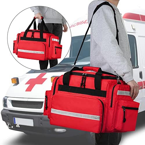 Bolsa médica profissional da Daamero vazia, Saco de Trauma Primeiro Respondente com divisores destacáveis ​​para cuidados de saúde em casa, EMT, EMS, RED