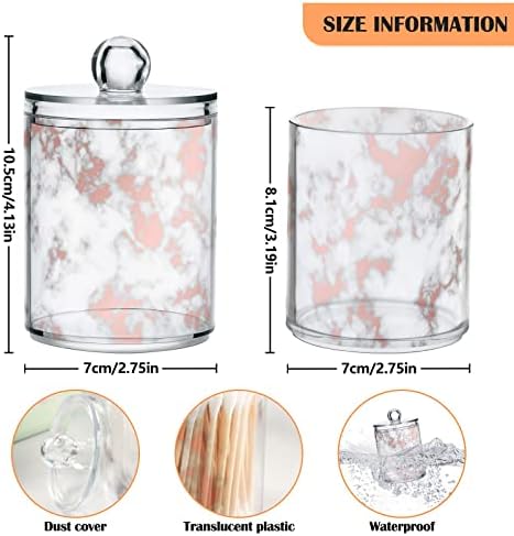 Recipientes de banheiro de barramento de marmore branco rosa Jarra de banheiro com tampas conjuntos de algodão Round
