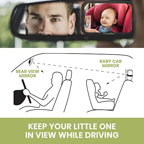 KeAbabies grande espelho de carro de bebê à prova de quebra e capas de assento de carro para bebês - Segurança Baby Car