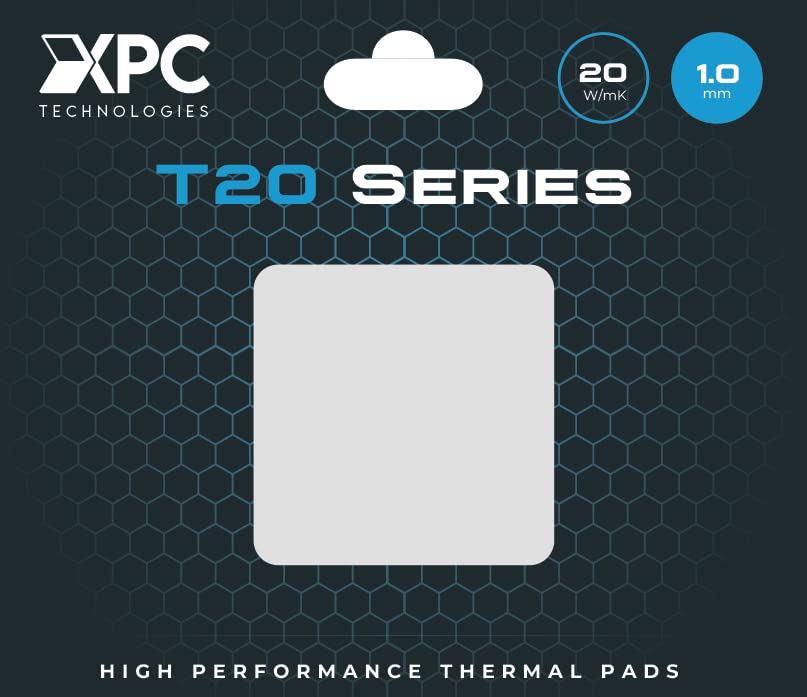 XPC de alto desempenho de 20w/mk Série T20 T20, 100 x 100 mm, branca, 0,5 mm a 3,5 mm de espessura, não condutora para GPU, eletrônica, peças de computador